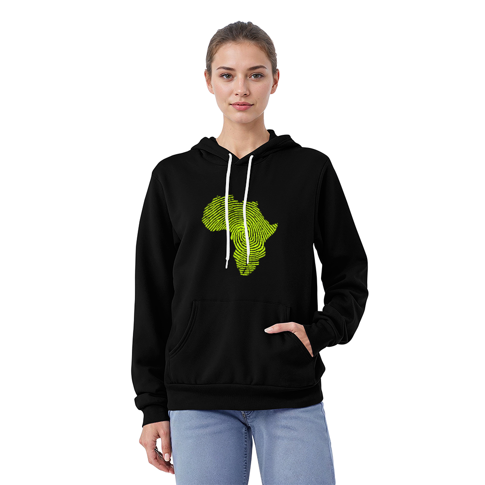 Kapuzenpullover mit Fingerabdruck und Afrika-Karte