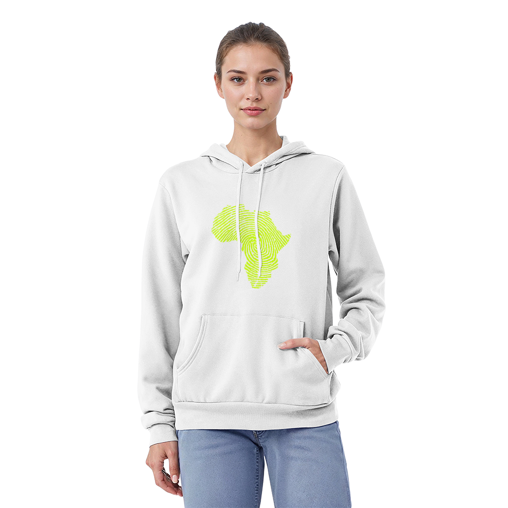 Kapuzenpullover mit Fingerabdruck und Afrika-Karte