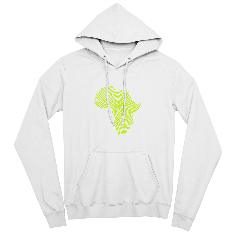 Kapuzenpullover mit Fingerabdruck und Afrika-Karte