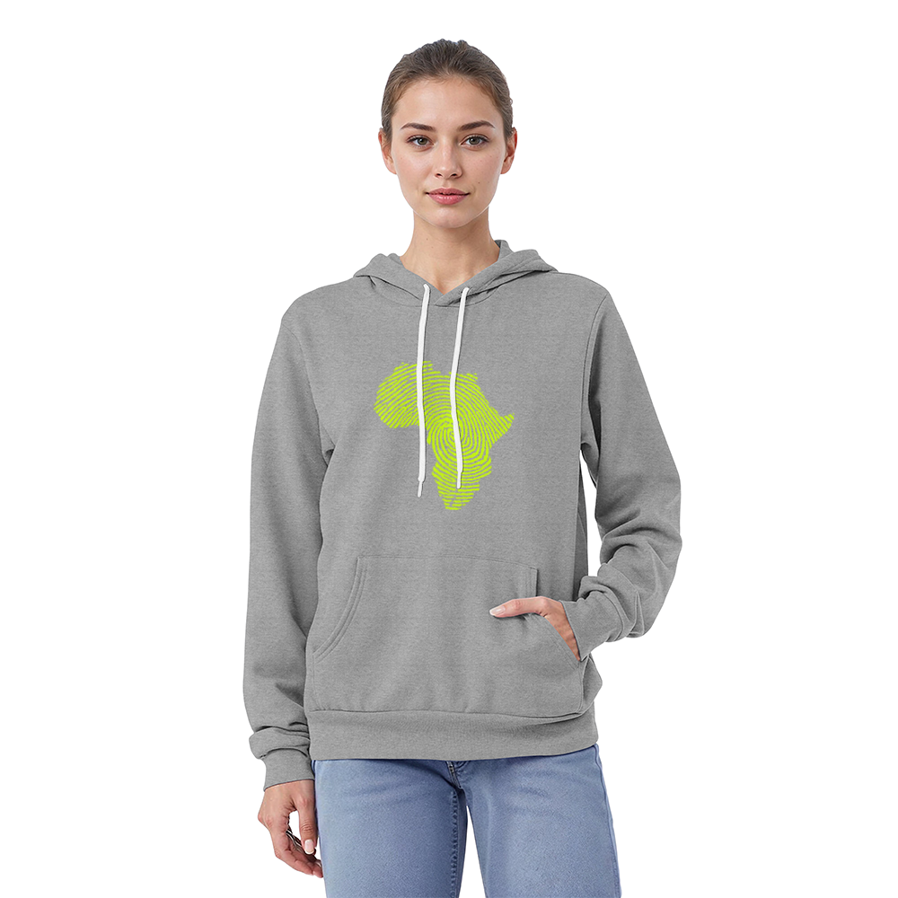 Kapuzenpullover mit Fingerabdruck und Afrika-Karte