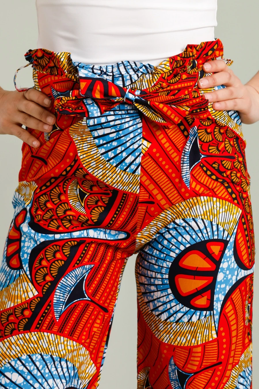 Cotton wax printed pants