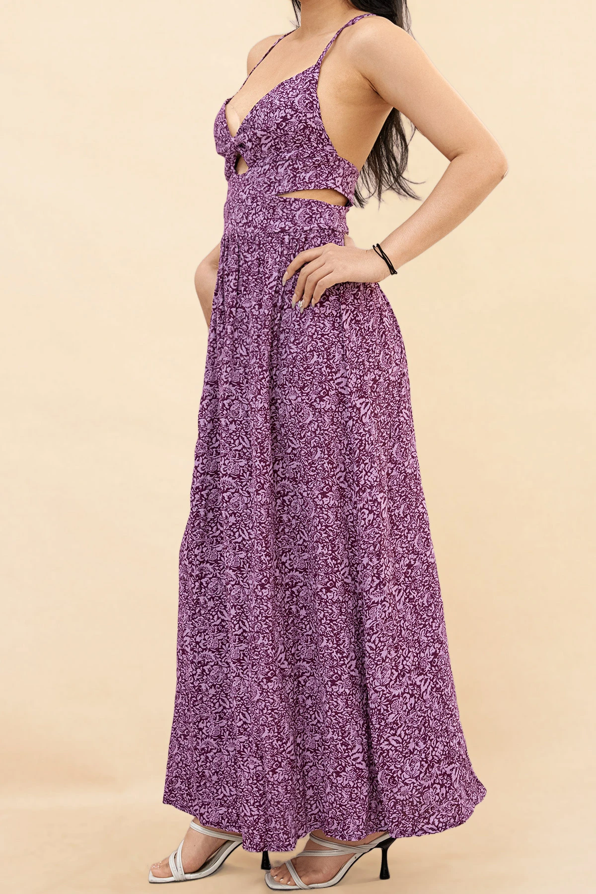 Long printed strappy dress