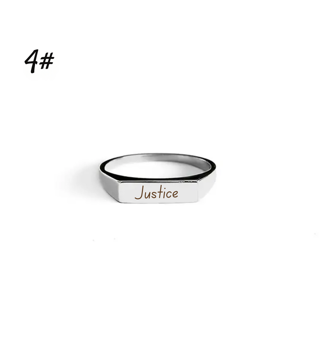 Bague femme mot gravé  – Acier Inoxydable