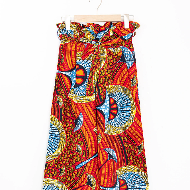 Cotton wax printed pants