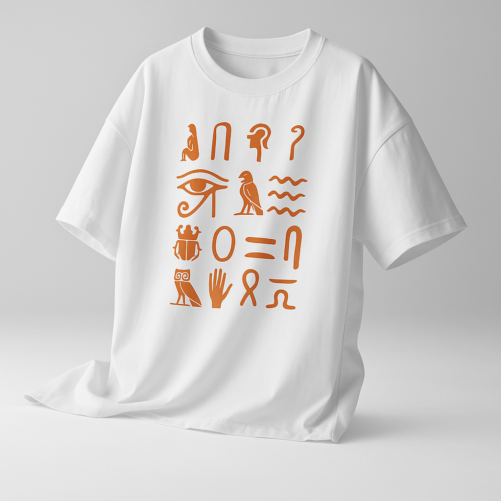 Hiéroglyphes Crew-Neck Oversize T-shirt Unisex