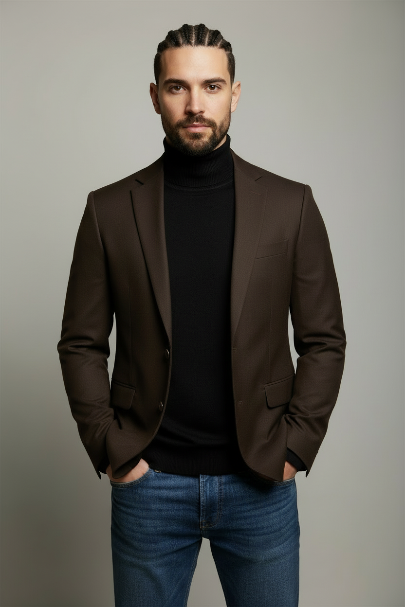 Pull noir à col montant toucher doux – Collection Automne/Hiver 2025/2026