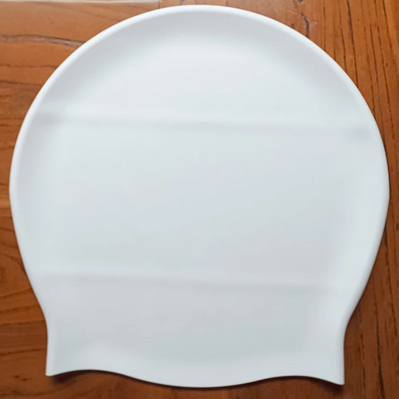 Extra große Badekappe aus Silikon für lange Zöpfe, wasserdicht