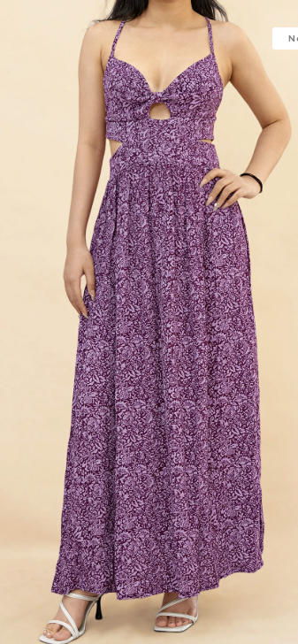 Long printed strappy dress