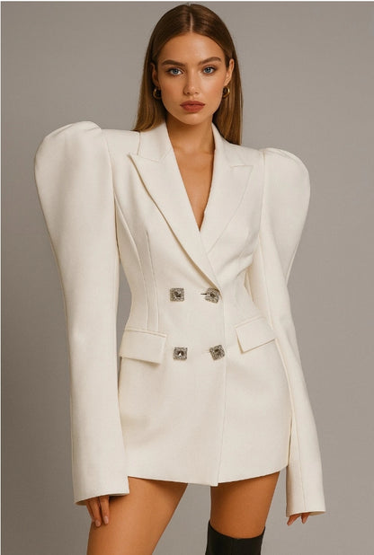 Blazer femme marron à épaules structurées