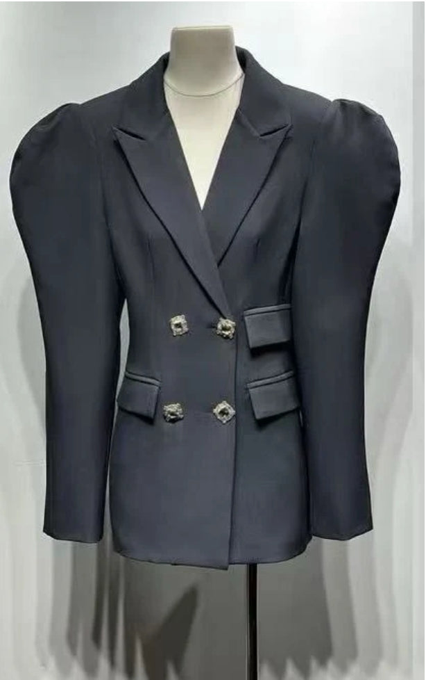 Blazer femme marron à épaules structurées