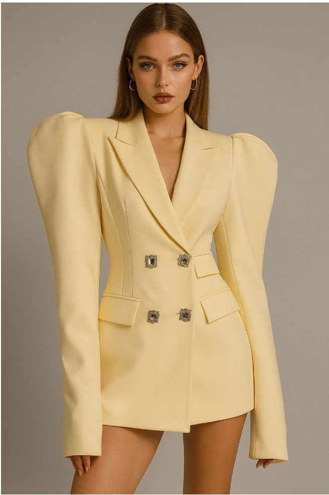 Blazer femme marron à épaules structurées