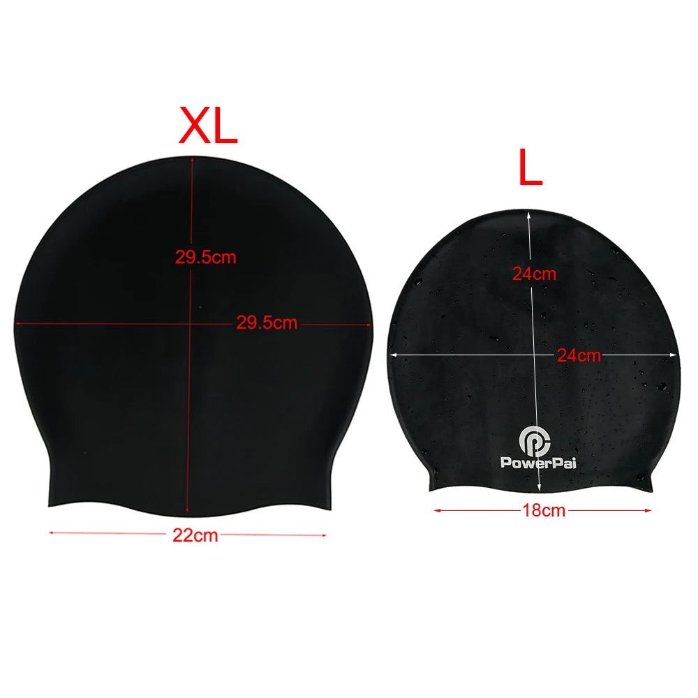 Extra große Badekappe aus Silikon für lange Zöpfe, wasserdicht