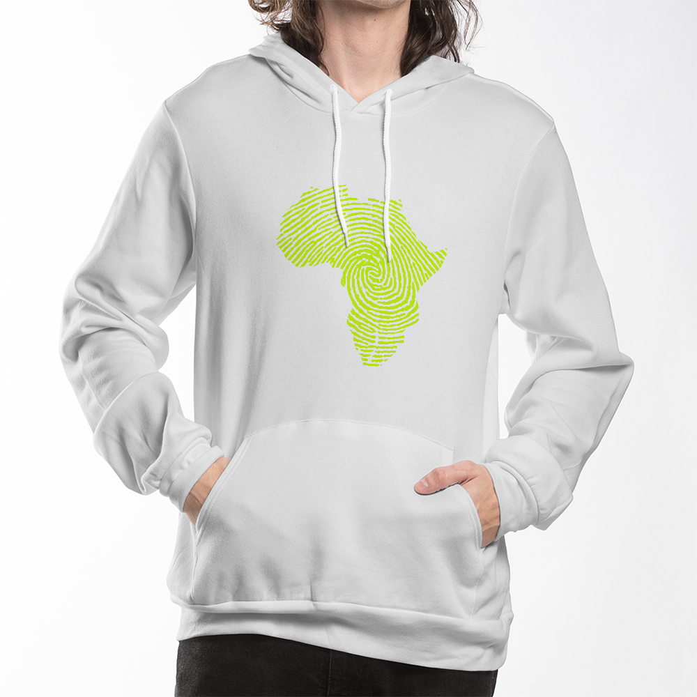 Kapuzenpullover mit Fingerabdruck und Afrika-Karte
