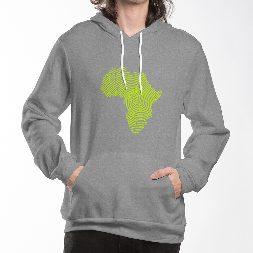 Kapuzenpullover mit Fingerabdruck und Afrika-Karte