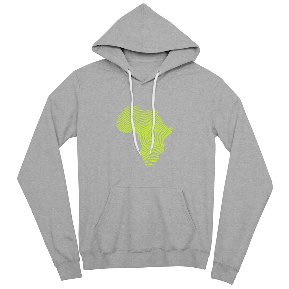 Kapuzenpullover mit Fingerabdruck und Afrika-Karte